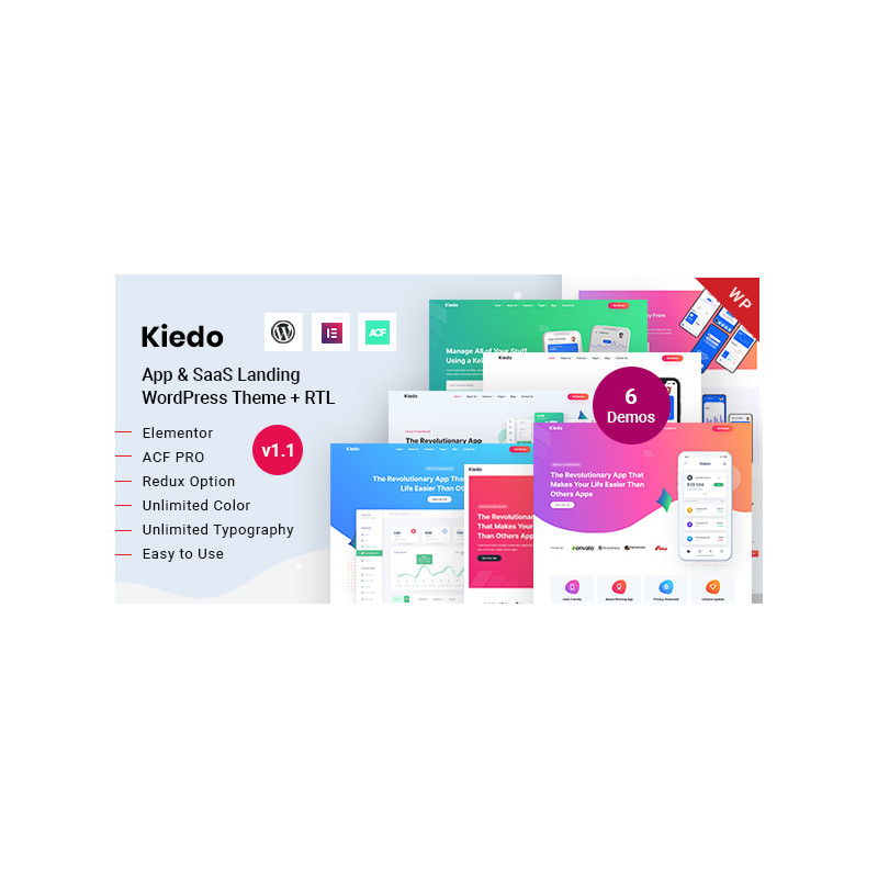 Kiedo - Uygulama ve SaaS Açılışı WordPress Teması