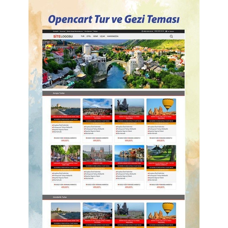 Opencart Tur & Organizasyon Satış Teması